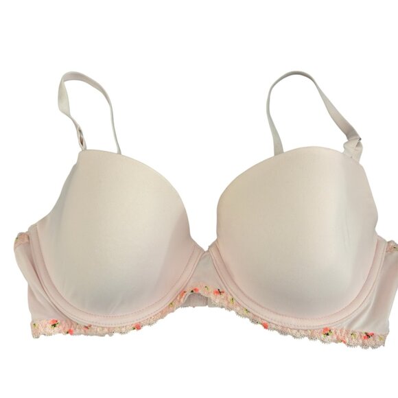 Victoria's Secret Lined Demi Bra With Floral Trim Coquette - Picture 1 of 5